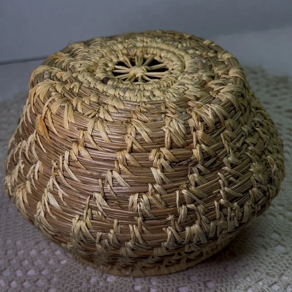 Authentic Tohono O’odham (Papago) Handwoven Southwestern Basket — Signed